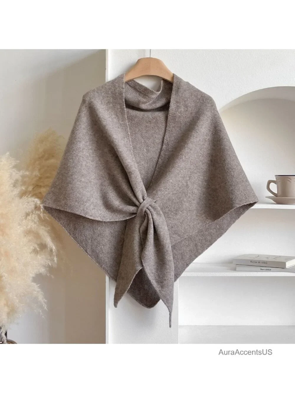 Women Knit Triangle Shawl Wrap Tie Up Pashmina Scarf Sweater Fall Winter